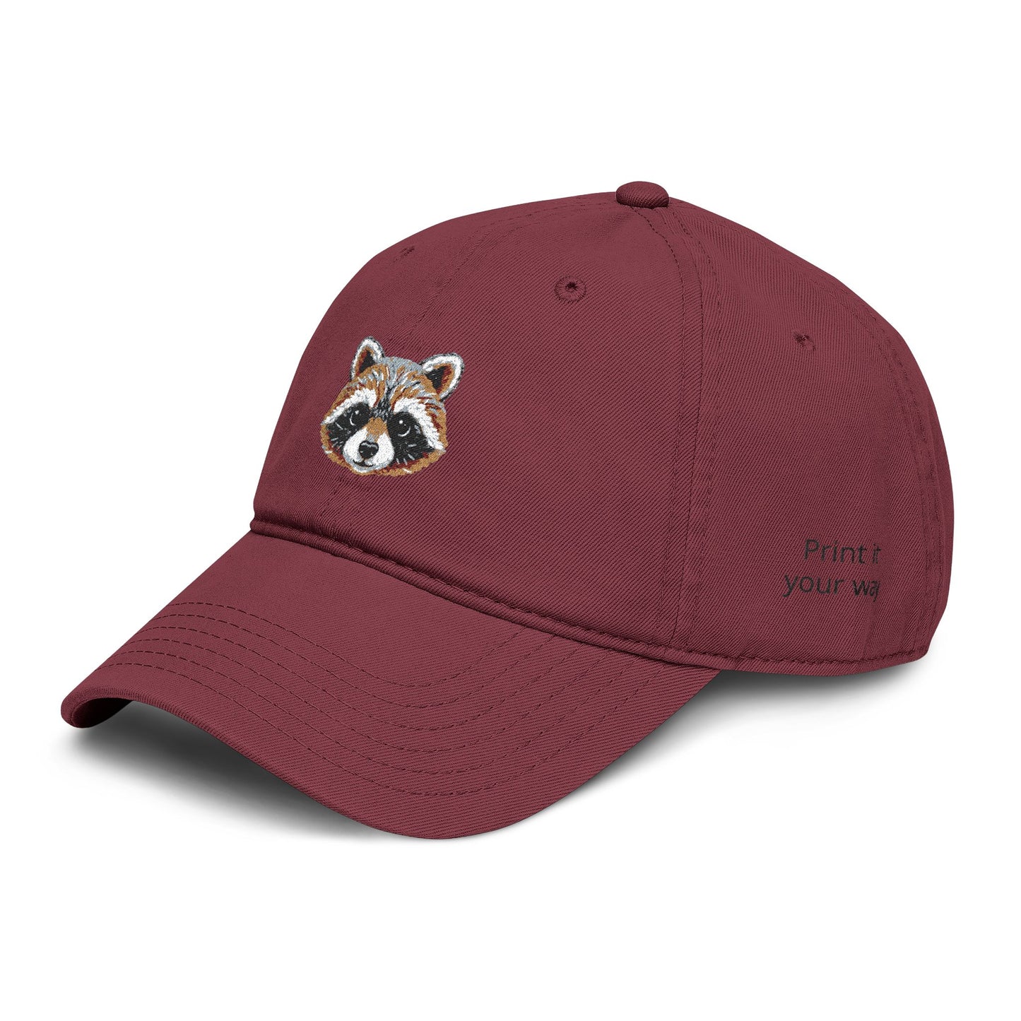 Embroidered Raccoon Baseball Cap — Washed Cotton Snapback