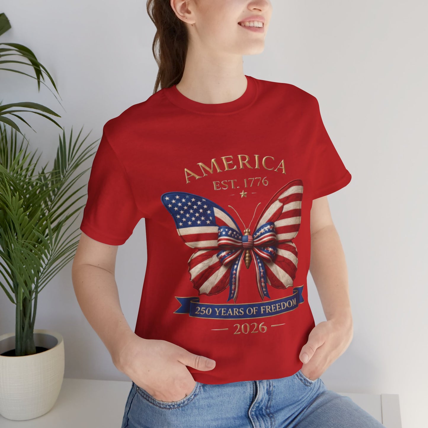 Limited 250th Happy Birthday America Butterfly Flag T-Shirt — 2026 Anniversary