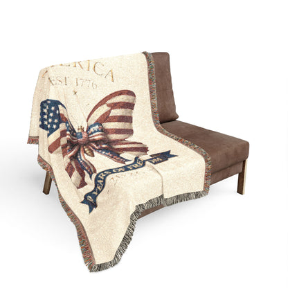 America Butterfly Woven Blanket 250 Years Of Freedom 52x37