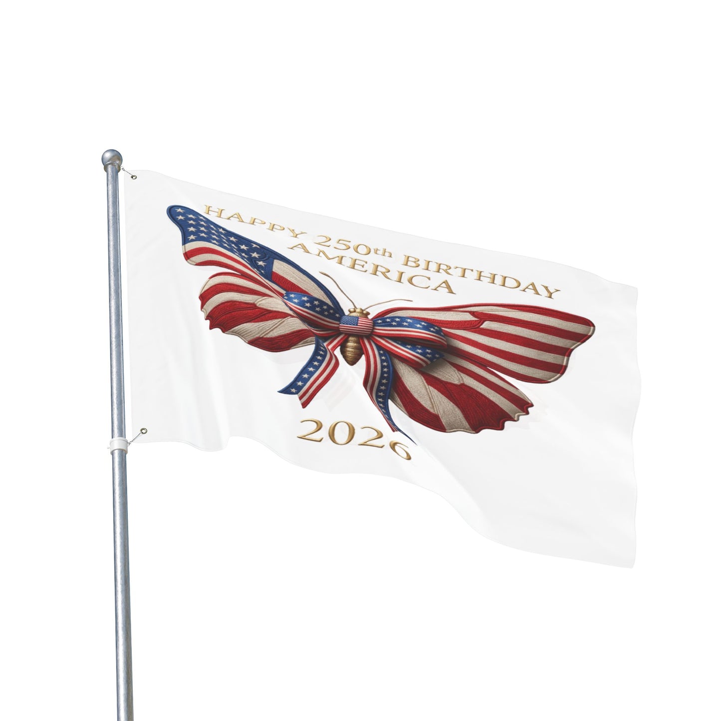 Patriotic Flag Co Happy 250th Birthday America 2 Sided Butterfly Flag