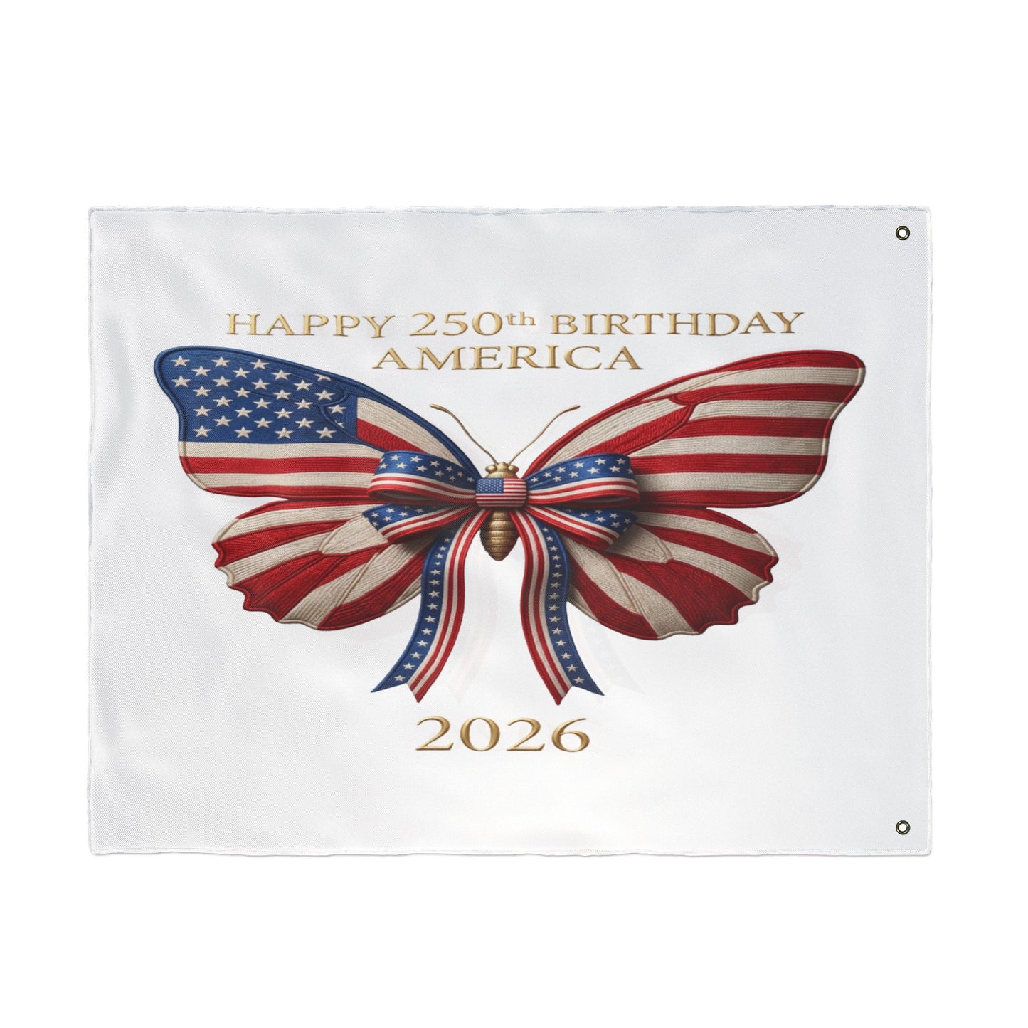 Patriotic Flag Co Happy 250th Birthday America 2 Sided Butterfly Flag