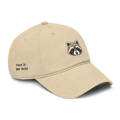 Embroidered Raccoon Baseball Cap — Washed Cotton Snapback