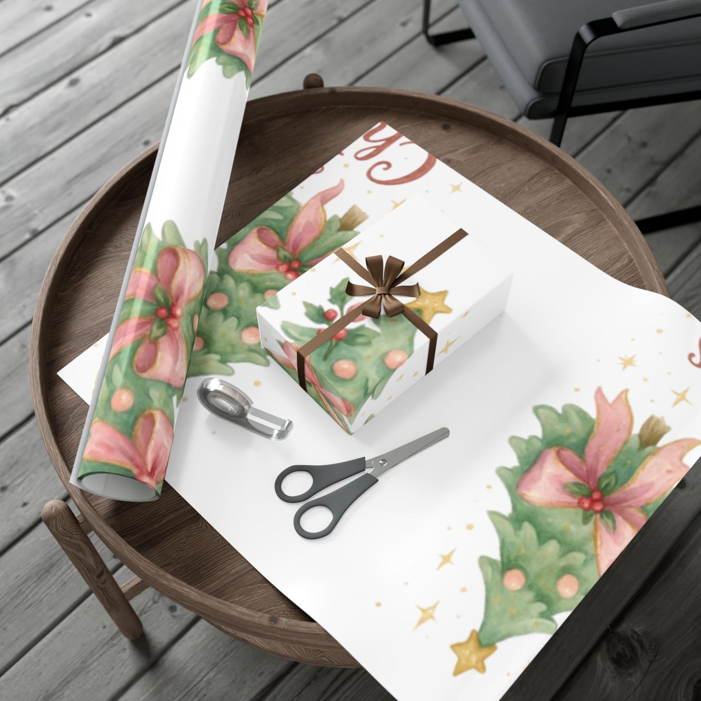 Personalized Custom Festive Christmas Gift Wrap Papers - Vintage Tree Design