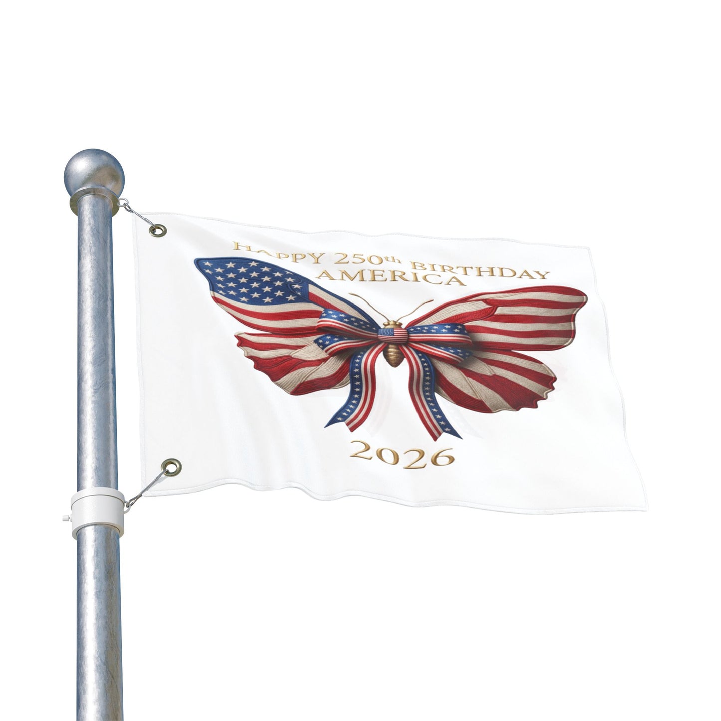 Patriotic Flag Co Happy 250th Birthday America 2 Sided Butterfly Flag