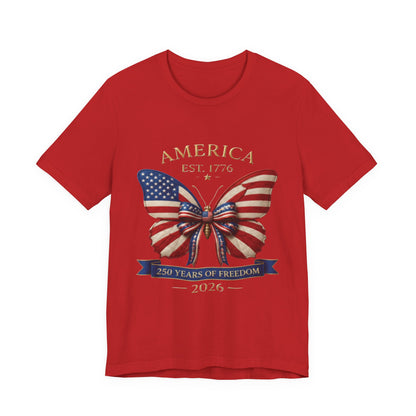 Limited 250th Happy Birthday America Butterfly Flag T-Shirt — 2026 Anniversary
