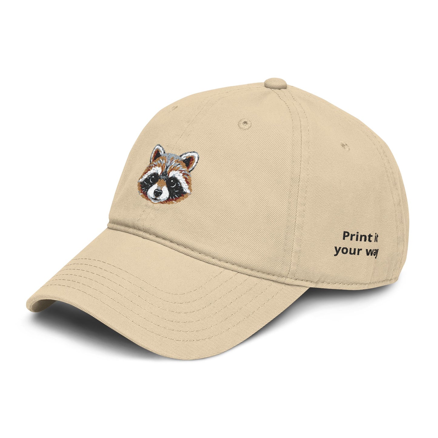 Embroidered Raccoon Baseball Cap — Washed Cotton Snapback