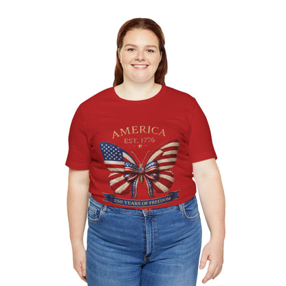 Limited 250th Happy Birthday America Butterfly Flag T-Shirt — 2026 Anniversary