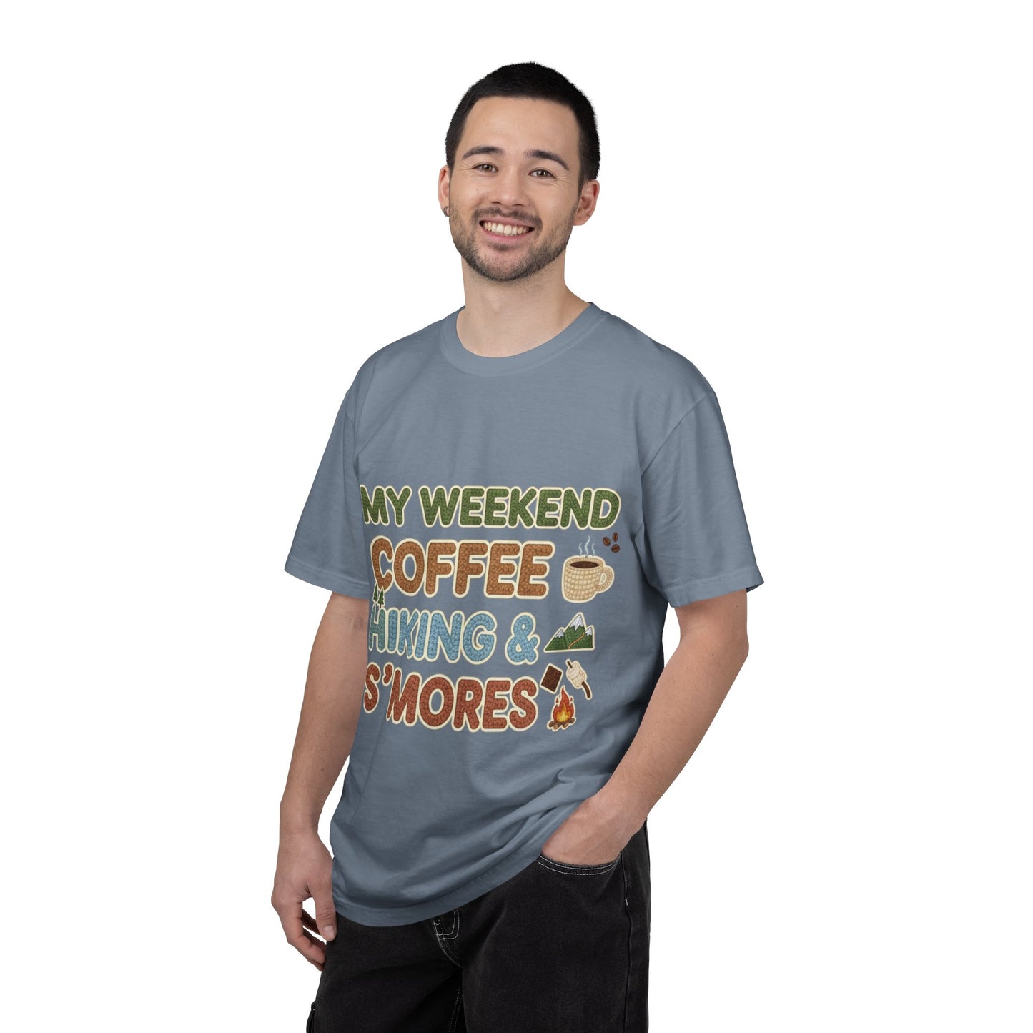 My Weekend "Coffee Hiking & Smores"Dyed T-shirt