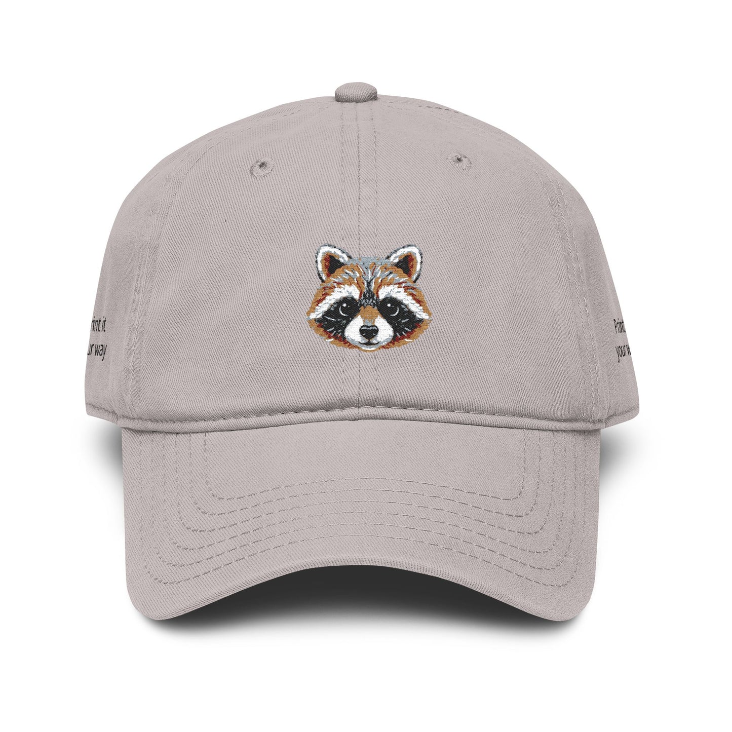 Embroidered Raccoon Baseball Cap — Washed Cotton Snapback