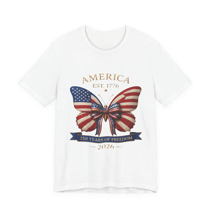 Limited 250th Happy Birthday America Butterfly Flag T-Shirt — 2026 Anniversary