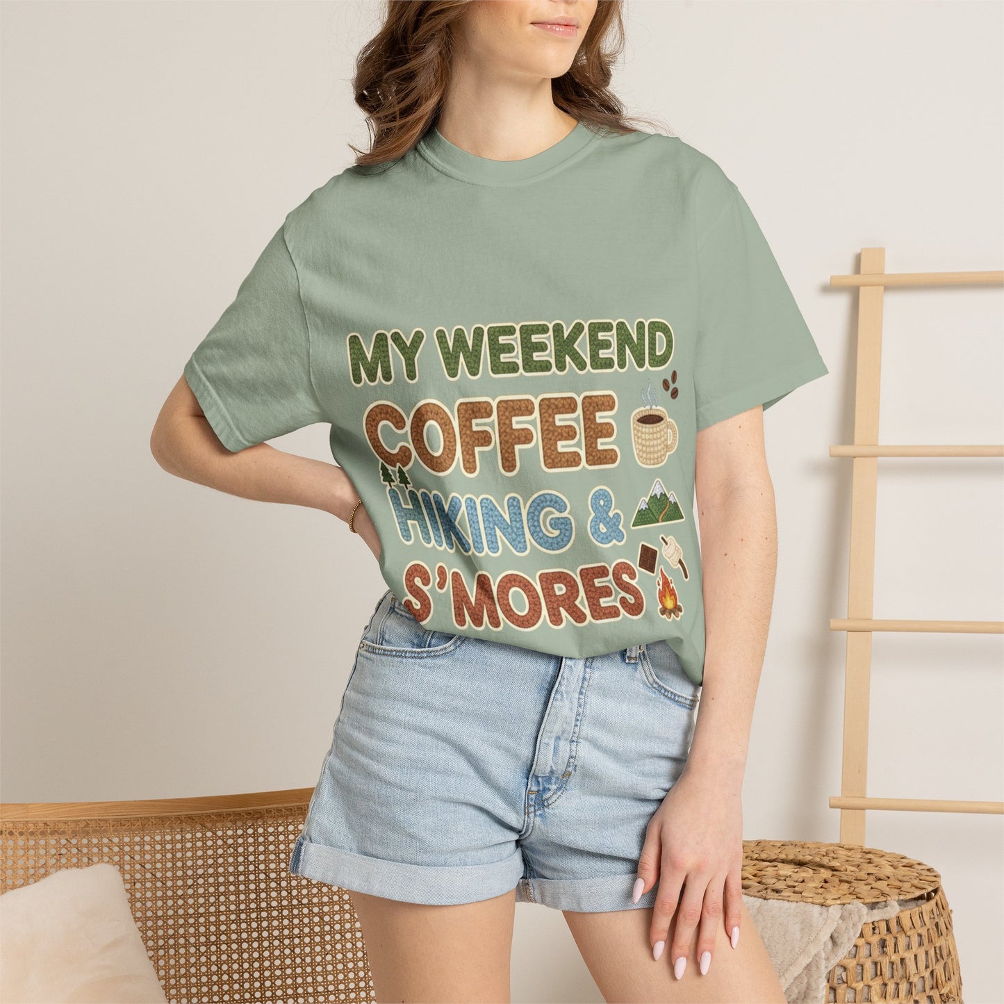 My Weekend "Coffee Hiking & Smores"Dyed T-shirt