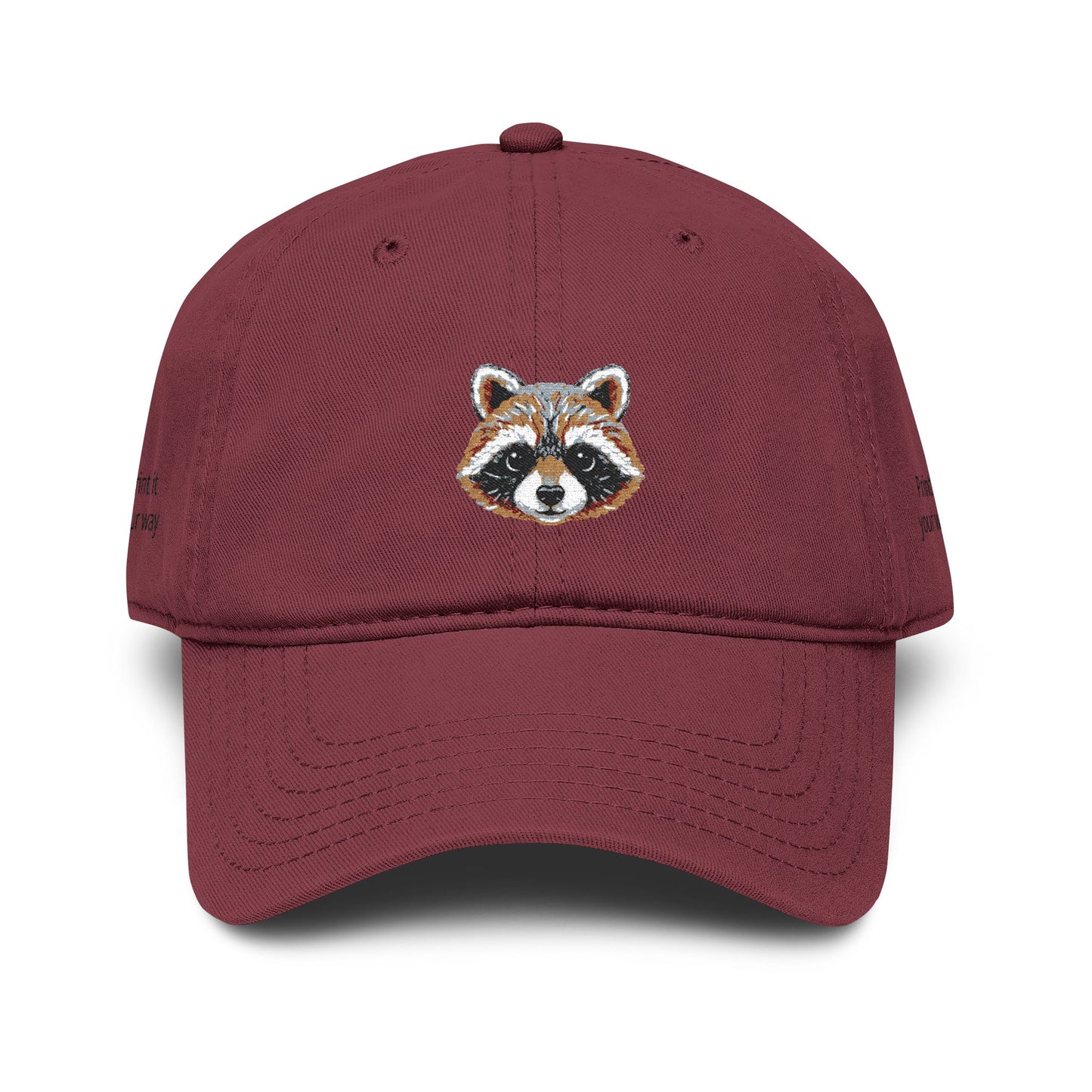 Embroidered Raccoon Baseball Cap — Washed Cotton Snapback