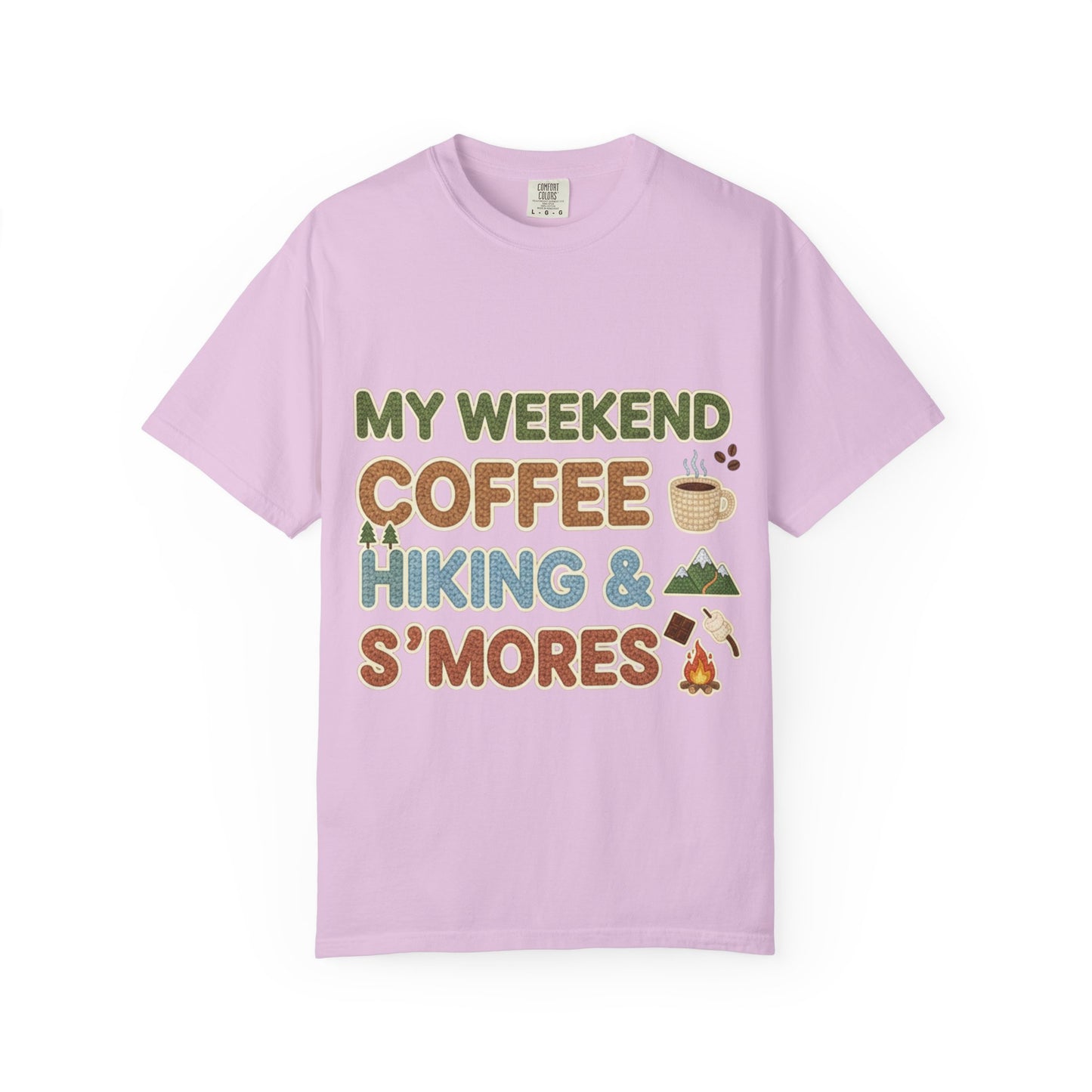 My Weekend "Coffee Hiking & Smores"Dyed T-shirt