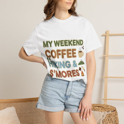 My Weekend "Coffee Hiking & Smores"Dyed T-shirt