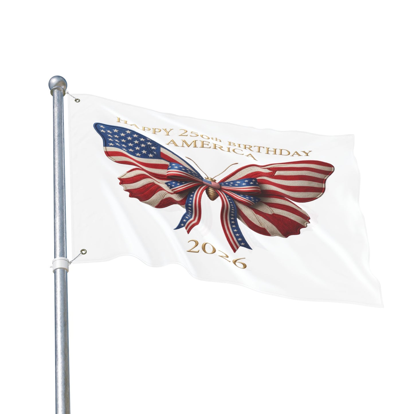 Patriotic Flag Co Happy 250th Birthday America 2 Sided Butterfly Flag