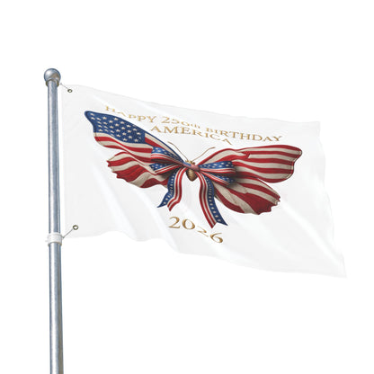 Patriotic Flag Co Happy 250th Birthday America 2 Sided Butterfly Flag