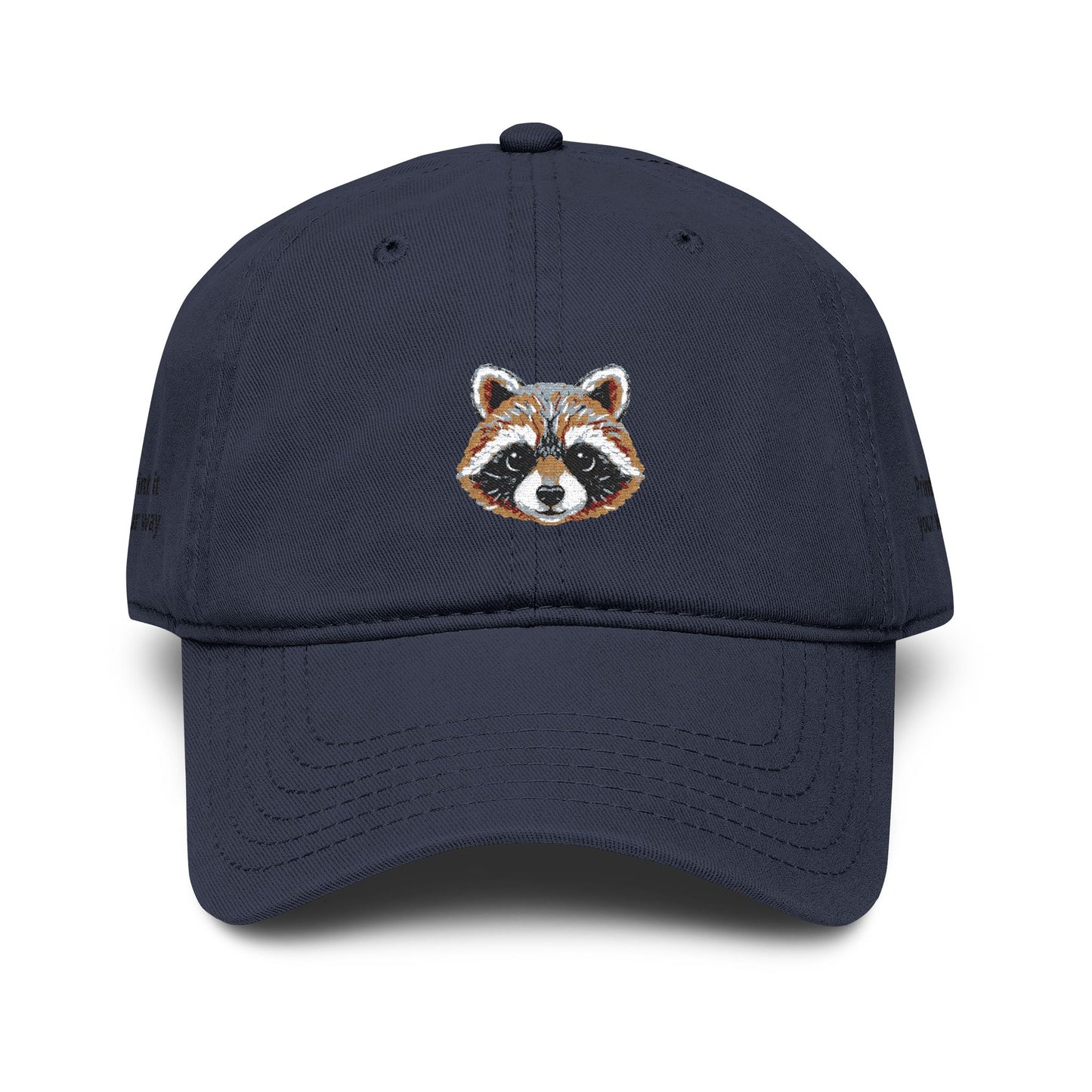 Embroidered Raccoon Baseball Cap — Washed Cotton Snapback