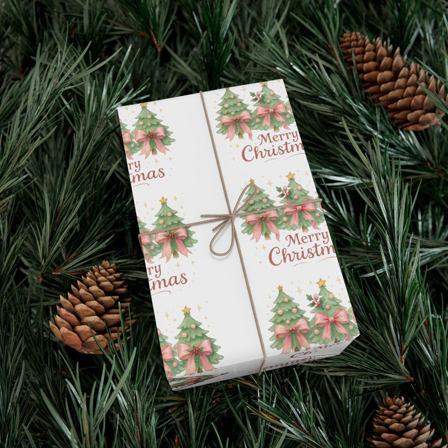 Personalized Custom Festive Christmas Gift Wrap Papers - Vintage Tree Design