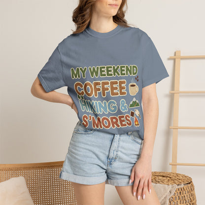 My Weekend "Coffee Hiking & Smores"Dyed T-shirt