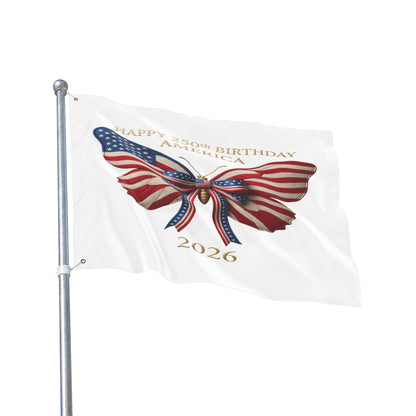 Patriotic Flag Co Happy 250th Birthday America 2 Sided Butterfly Flag
