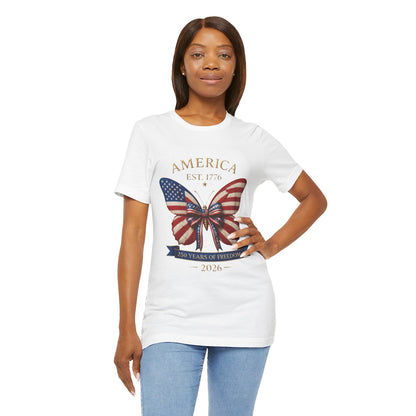 Limited 250th Happy Birthday America Butterfly Flag T-Shirt — 2026 Anniversary