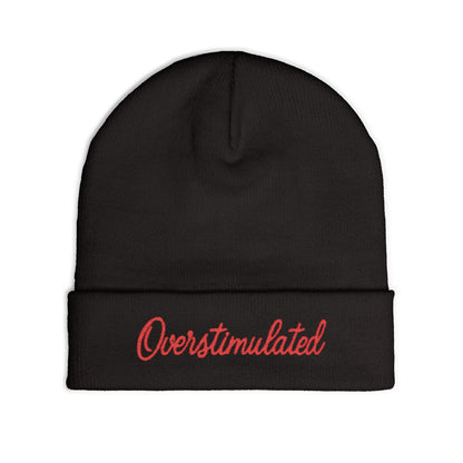 Cozy Knit Beanie Overstimulated Embroidered Hat Winter Fashion Warm Skullcap Stylish Gift Cute Cold Weather Accessories