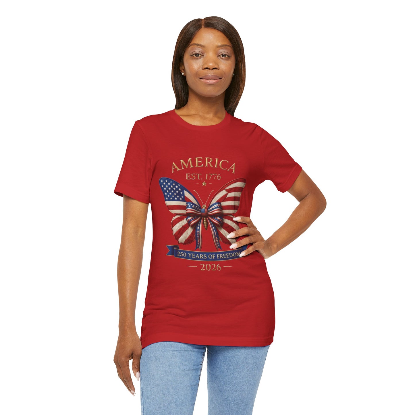 Limited 250th Happy Birthday America Butterfly Flag T-Shirt — 2026 Anniversary