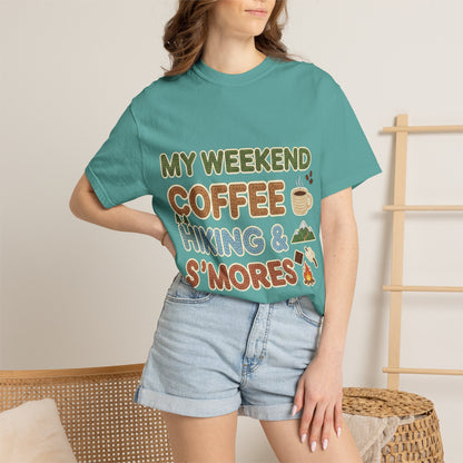 My Weekend "Coffee Hiking & Smores"Dyed T-shirt