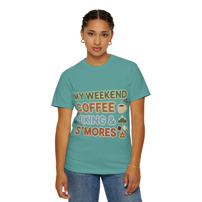 My Weekend "Coffee Hiking & Smores"Dyed T-shirt