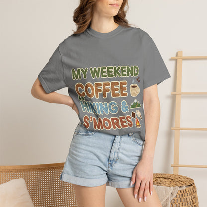 My Weekend "Coffee Hiking & Smores"Dyed T-shirt