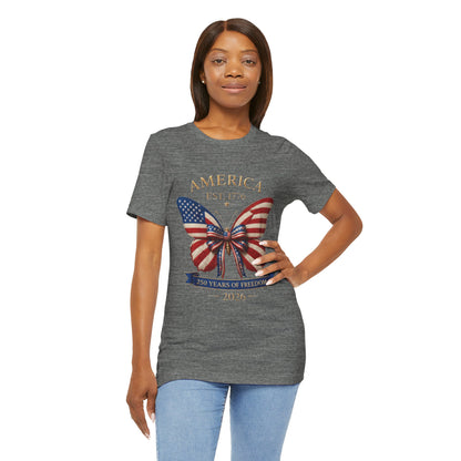 Limited 250th Happy Birthday America Butterfly Flag T-Shirt — 2026 Anniversary
