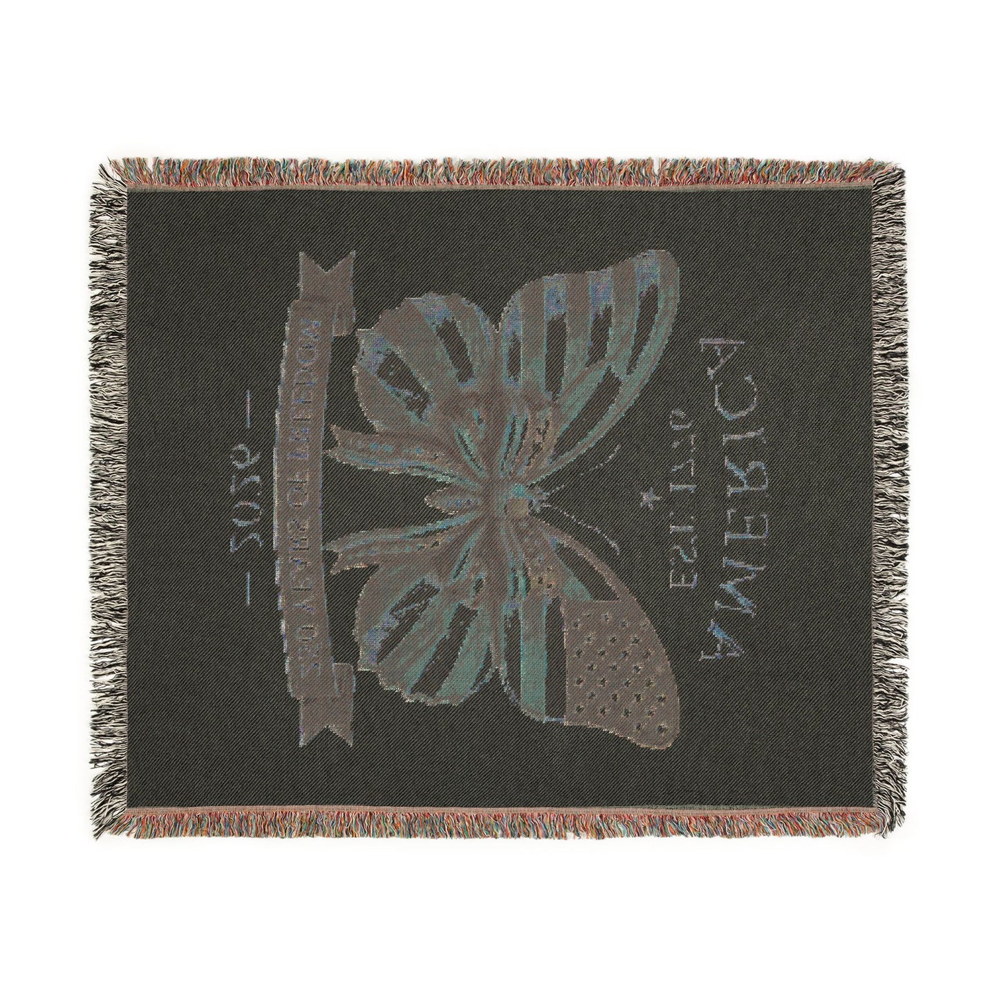 America Butterfly Woven Blanket 250 Years Of Freedom 52x37
