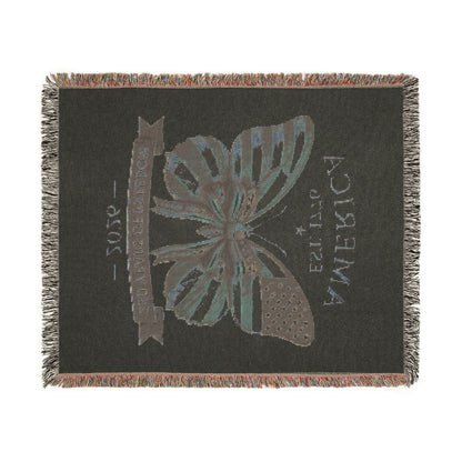 America Butterfly Woven Blanket 250 Years Of Freedom 52x37