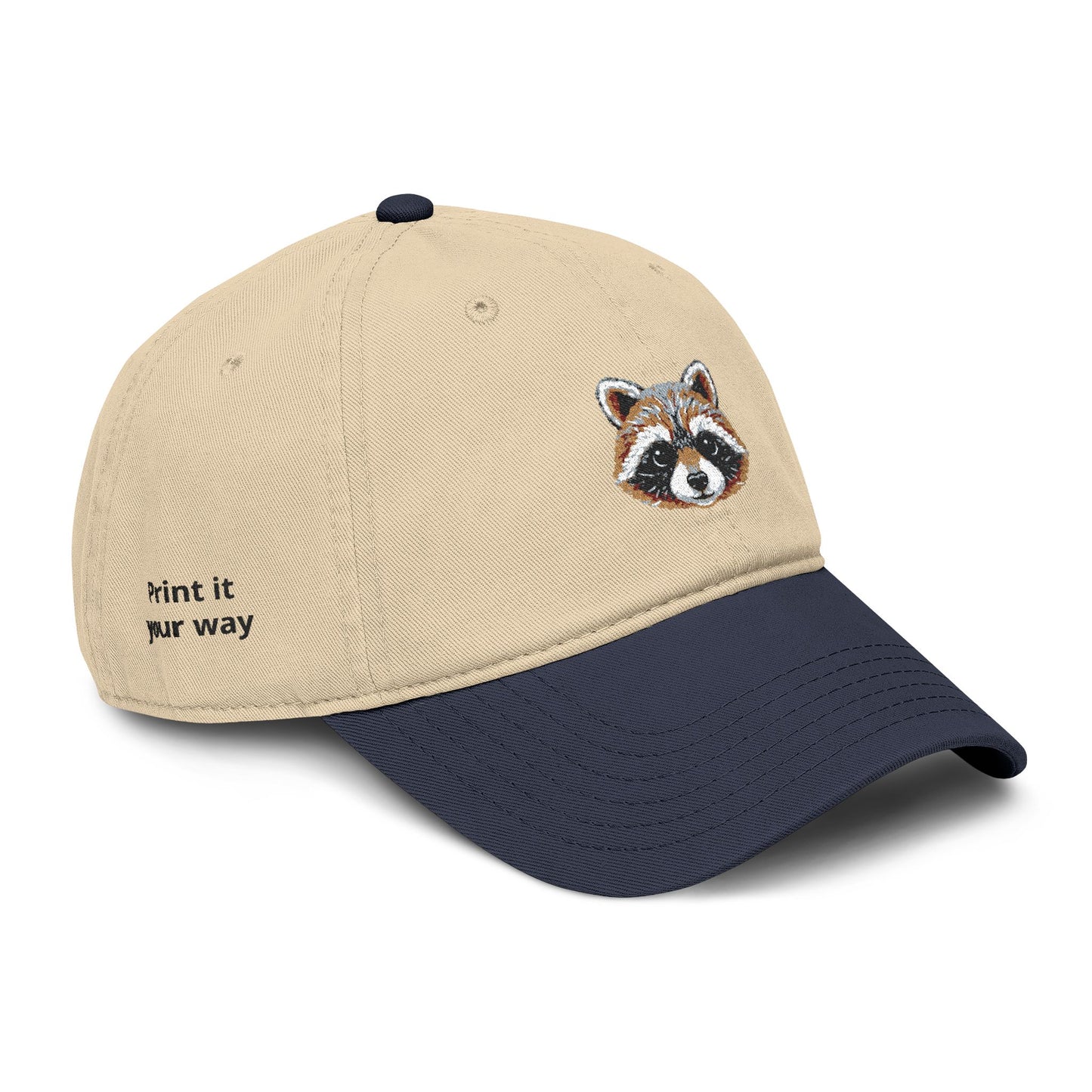 Embroidered Raccoon Baseball Cap — Washed Cotton Snapback