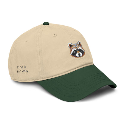 Embroidered Raccoon Baseball Cap — Washed Cotton Snapback