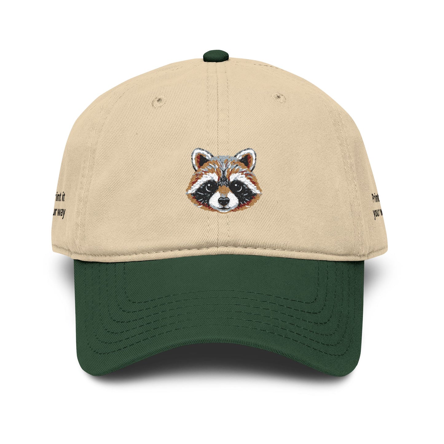 Embroidered Raccoon Baseball Cap — Washed Cotton Snapback