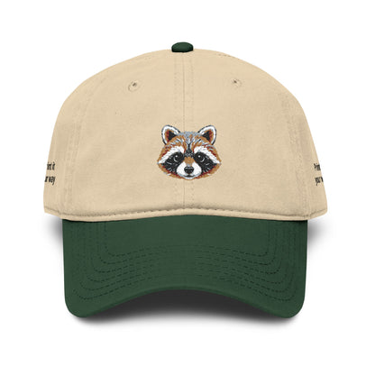 Embroidered Raccoon Baseball Cap — Washed Cotton Snapback