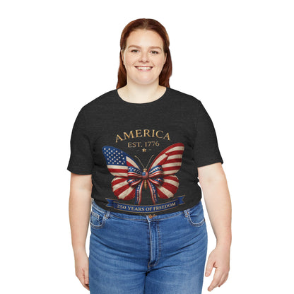 Limited 250th Happy Birthday America Butterfly Flag T-Shirt — 2026 Anniversary