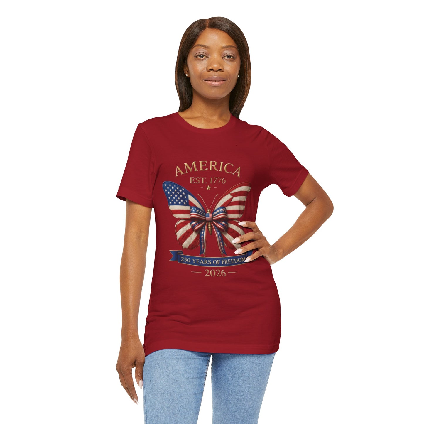 Limited 250th Happy Birthday America Butterfly Flag T-Shirt — 2026 Anniversary