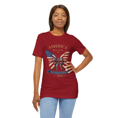 Limited 250th Happy Birthday America Butterfly Flag T-Shirt — 2026 Anniversary