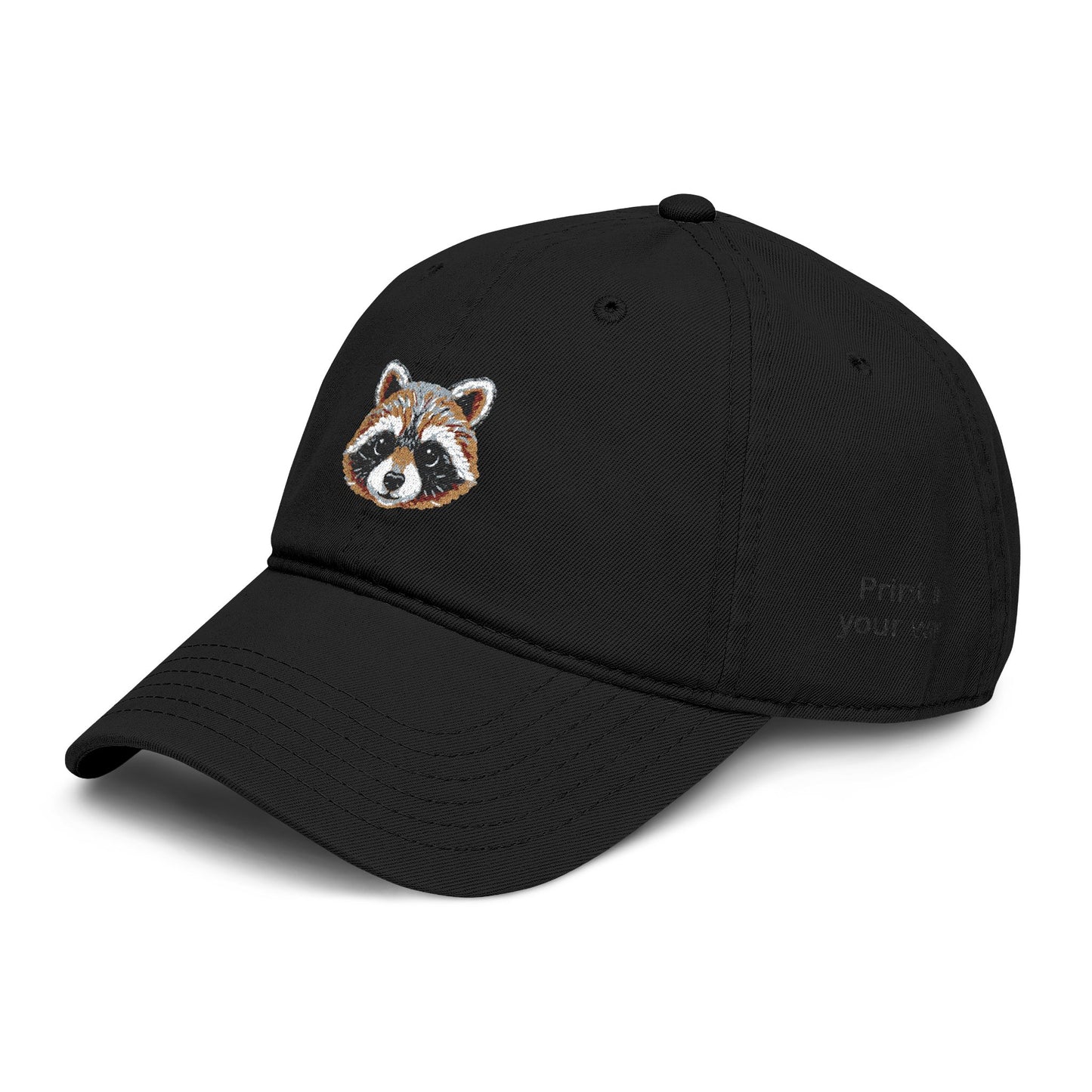 Embroidered Raccoon Baseball Cap — Washed Cotton Snapback