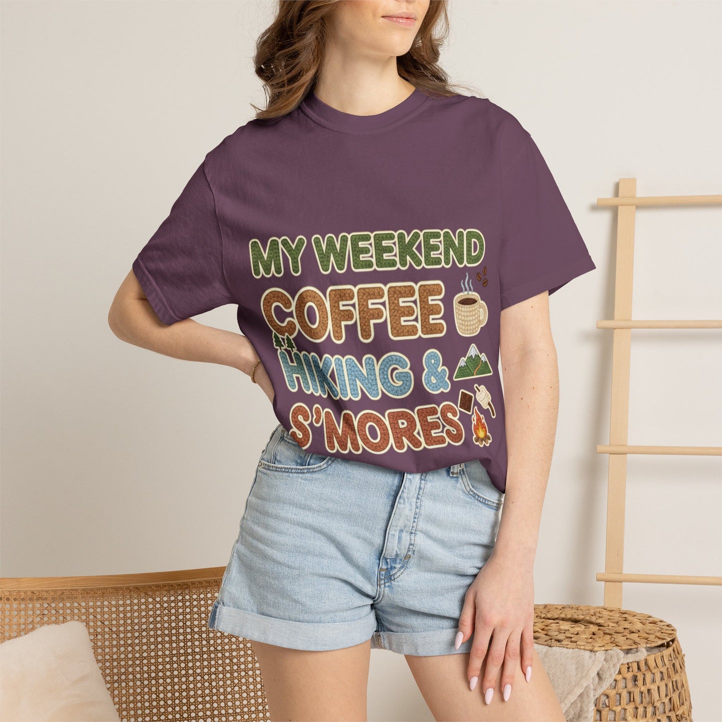 My Weekend "Coffee Hiking & Smores"Dyed T-shirt