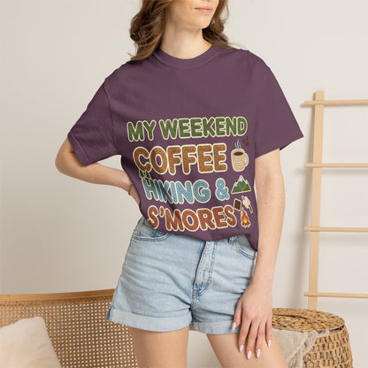 My Weekend "Coffee Hiking & Smores"Dyed T-shirt