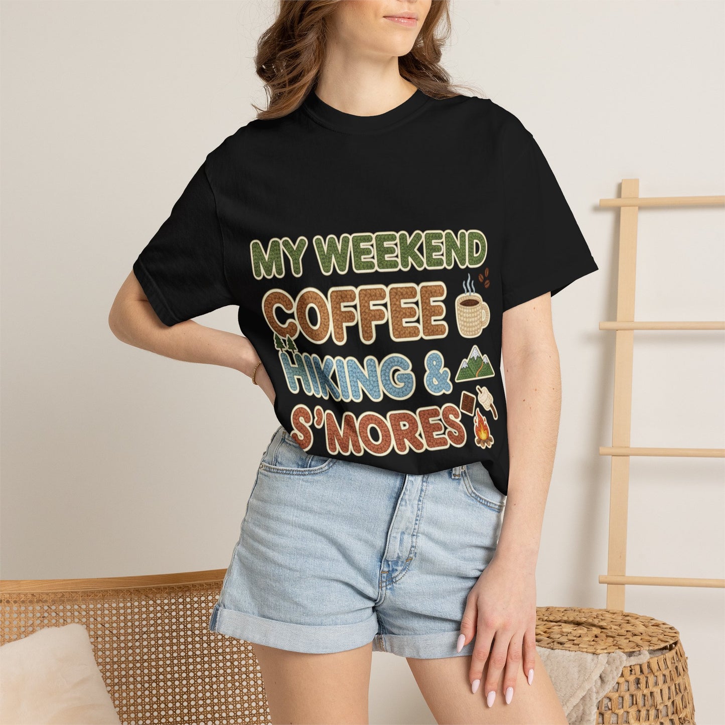 My Weekend "Coffee Hiking & Smores"Dyed T-shirt