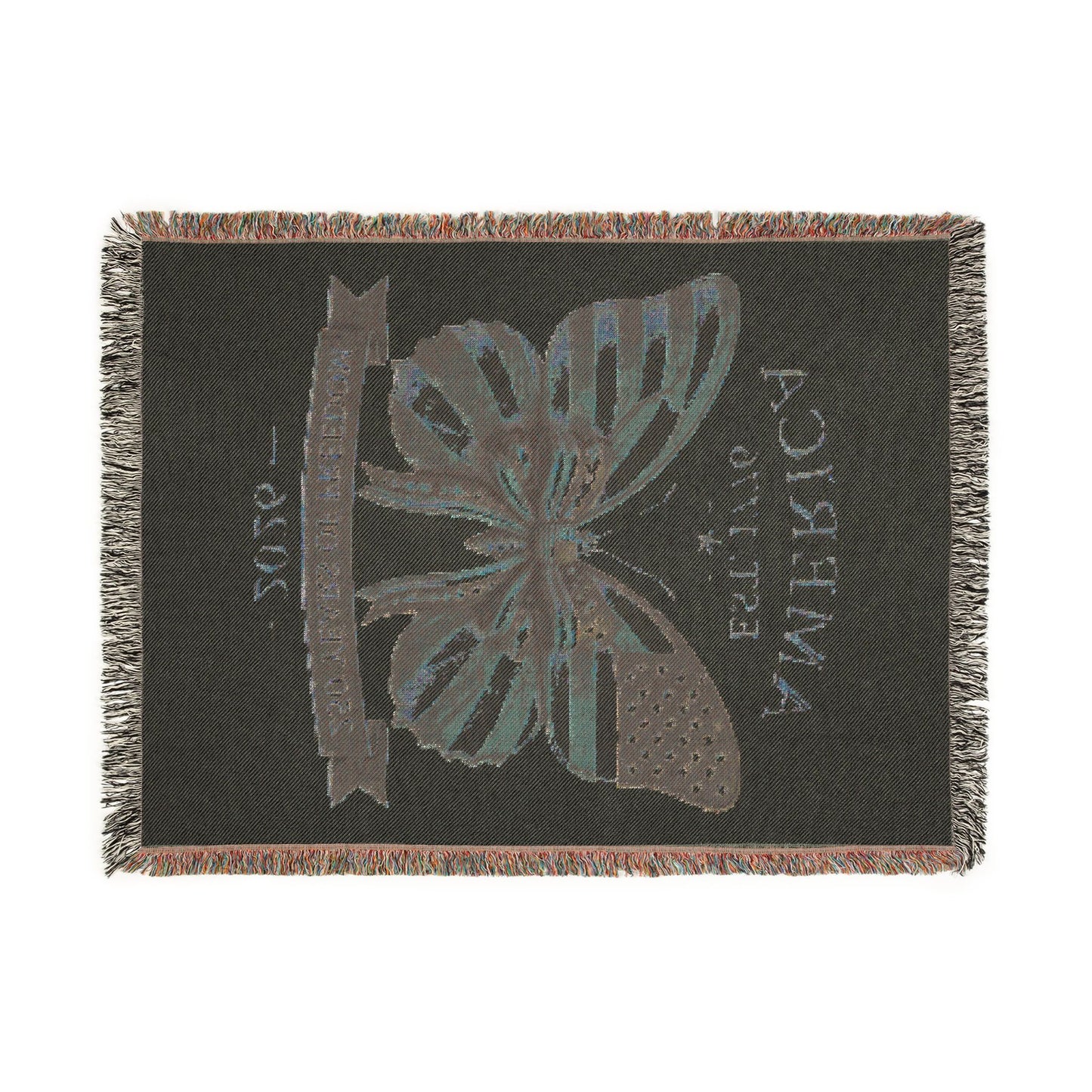 America Butterfly Woven Blanket 250 Years Of Freedom 52x37