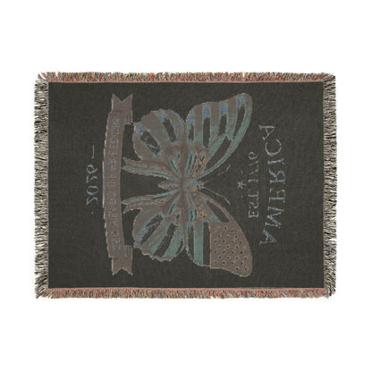 America Butterfly Woven Blanket 250 Years Of Freedom 52x37