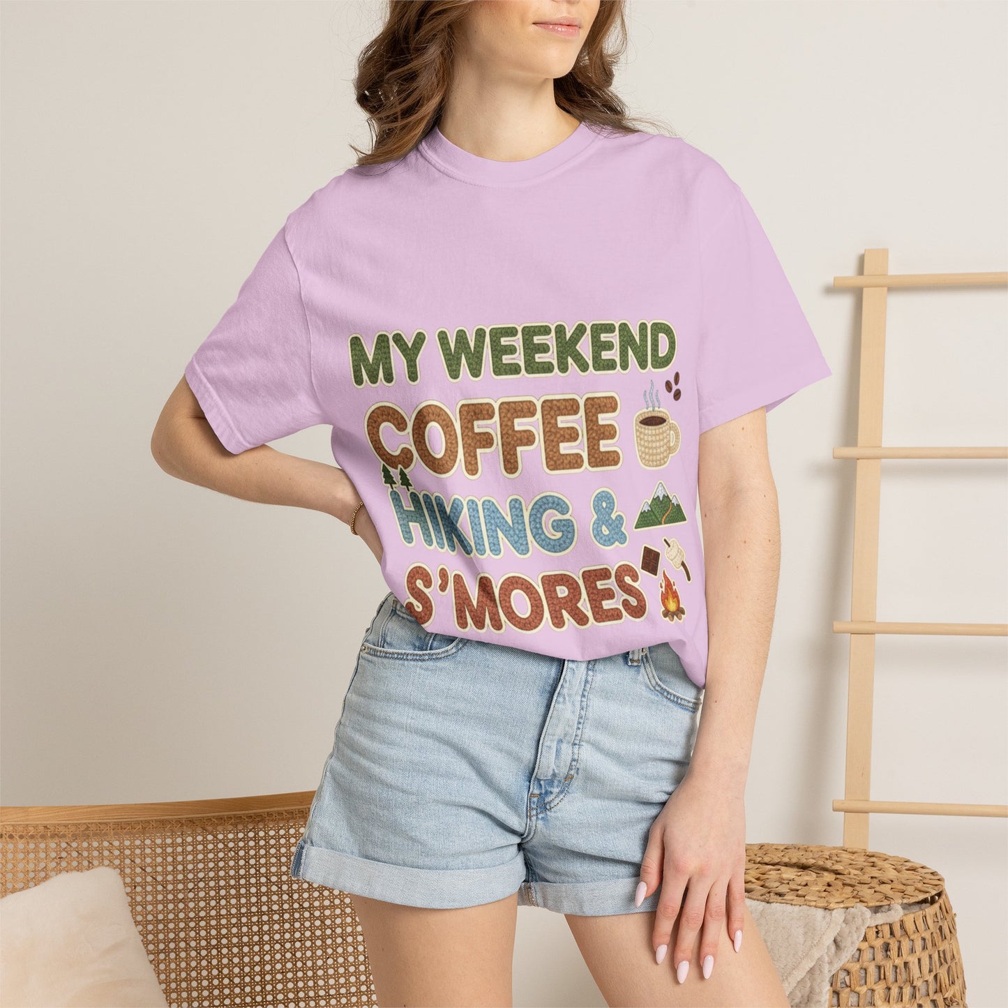 My Weekend "Coffee Hiking & Smores"Dyed T-shirt