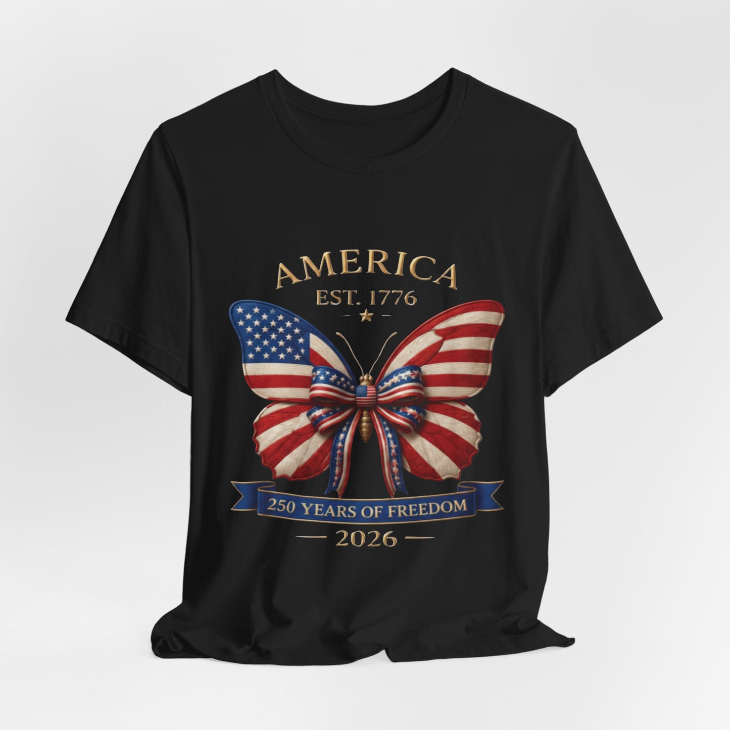 Limited 250th Happy Birthday America Butterfly Flag T-Shirt — 2026 Anniversary