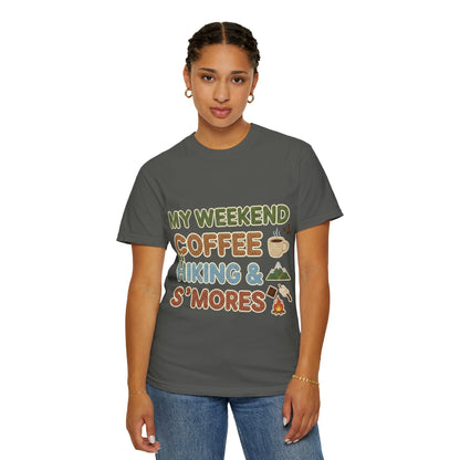 My Weekend "Coffee Hiking & Smores"Dyed T-shirt