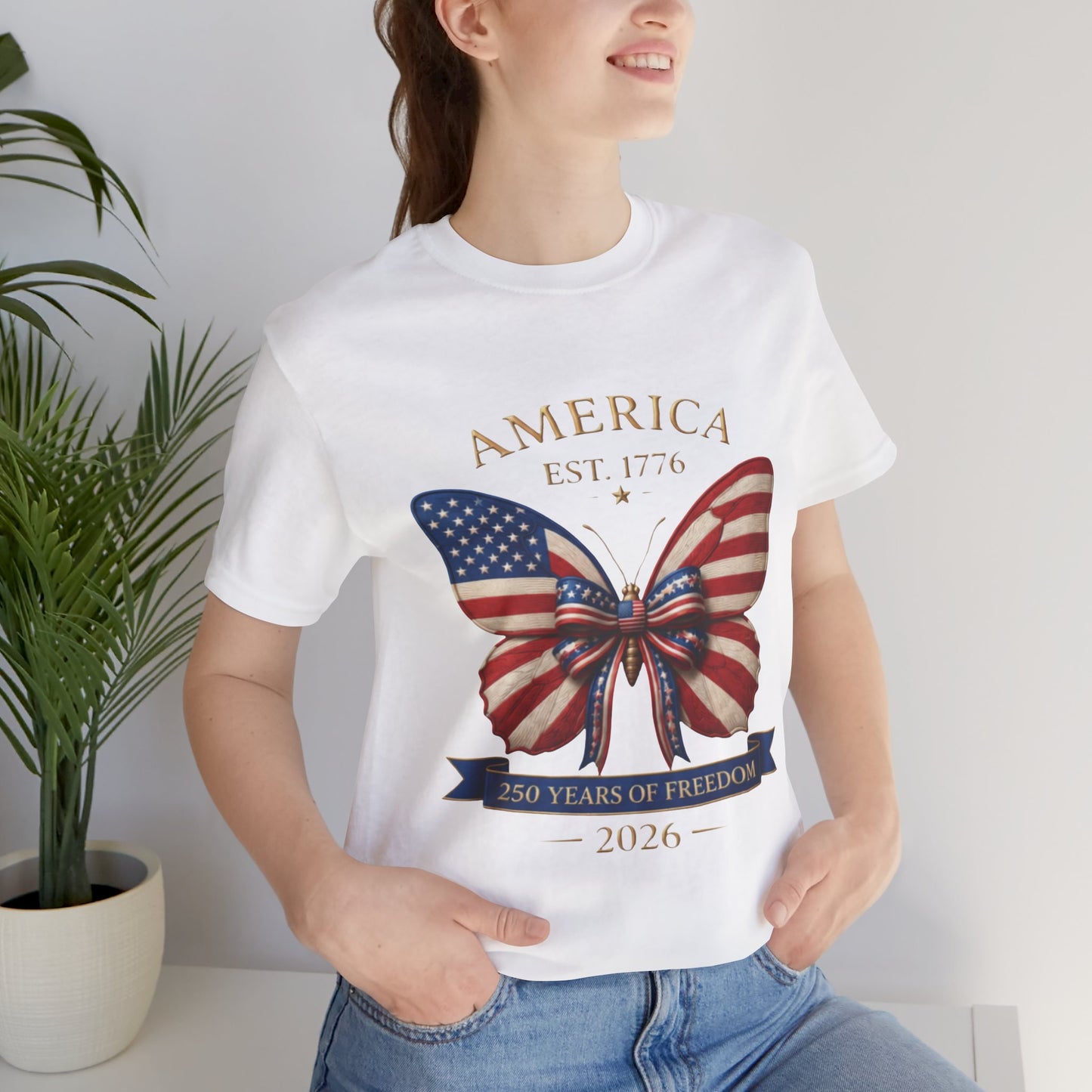 Limited 250th Happy Birthday America Butterfly Flag T-Shirt — 2026 Anniversary